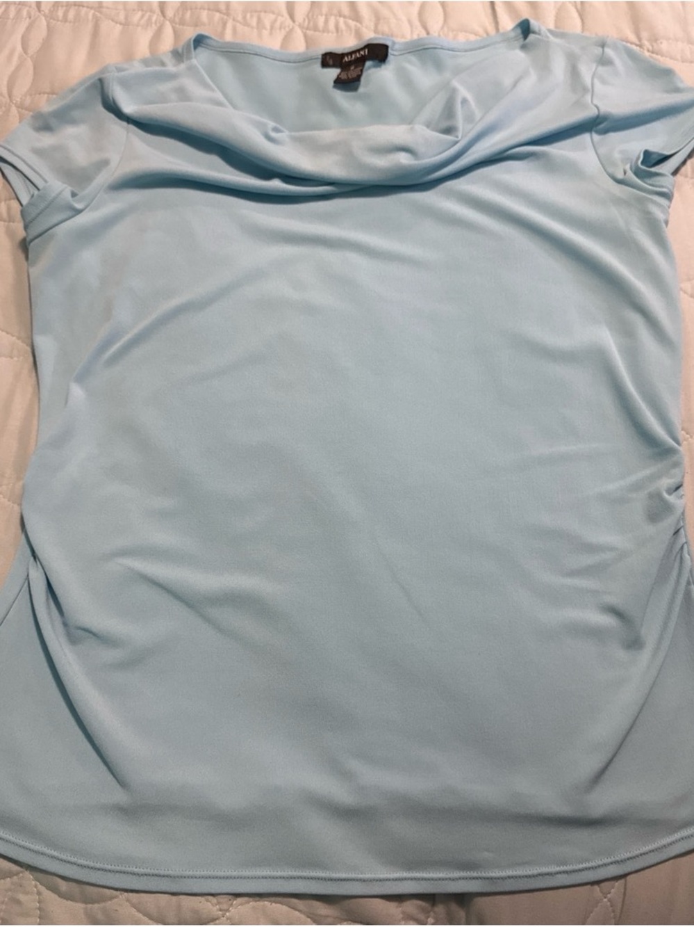 Alfani Light Blue Draped Cowl Neck Blouse
